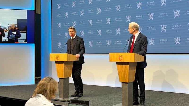 Pressekonferanse om havvindauksjonen med energiminister Terje Aasland og statsminister Jonas Gahr Støre