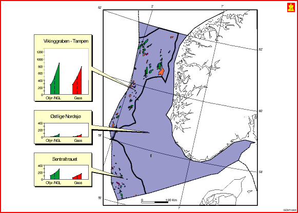 Figur 8.7 Uoppdagede ressurser, angitt i mill. m3 o.e., i Nordsjøen