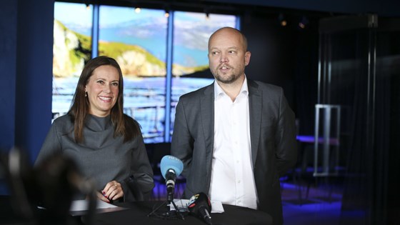 Fiskeri- og havminister Marianne Sivertsen Næss og finansminister Trygve Slagsvold Vedum tok ut nyheten om utbetalinger fra havbruksfondet