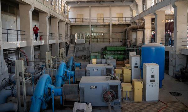 Aleppo, Syria, December 2022. The Karam El Jablal Pump Station in Aleppo city transports water into the city from the source which is 90 kilometres away.