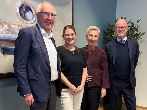 Arvid Moss i Norsk Hydro, næringsminister Cecilie Myrseth, LO-leder Peggy Hessen Følsvik og NHO-leder Ole Erik Almlid.