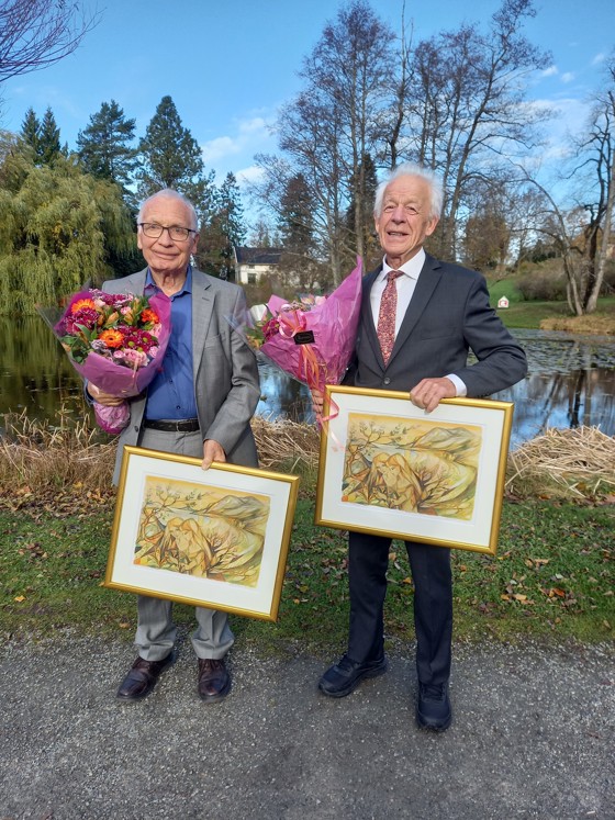 Finn Måge og Johannes Øydvin på utdelingen av Plantearvprisen 2024