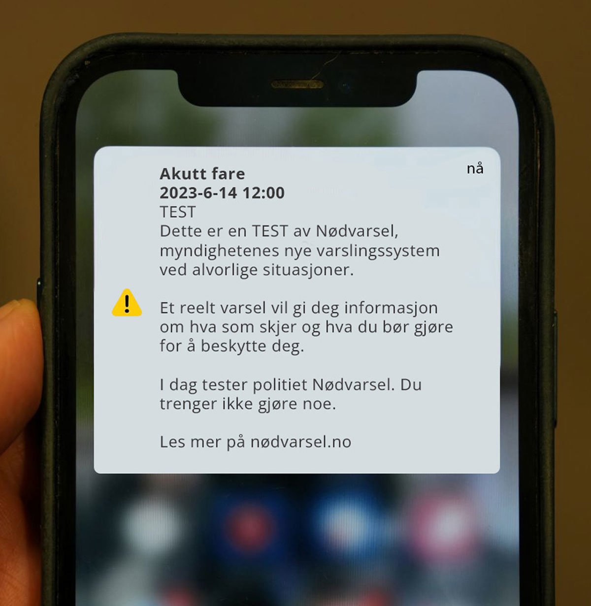 Figur 5.2 Test av nødvarsel på mobil