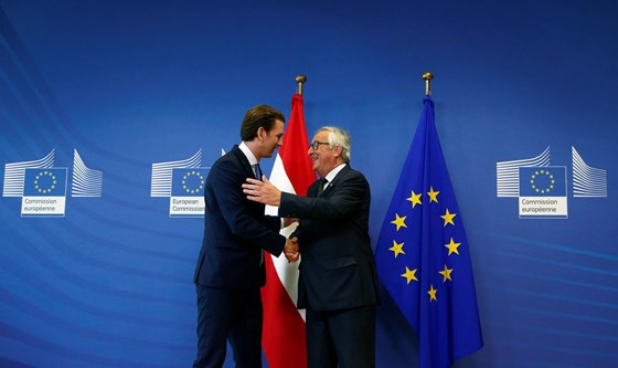 Jean Claude-Juncker og Kurz under møtet i juni. Foto: European Union. 