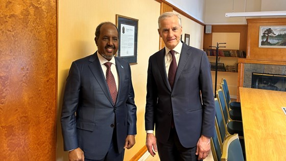 President Hassan Sheikh Mohamud og statsminister Jonas Gahr Støre.