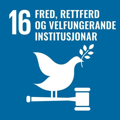 Illustrasjon for bærekraftsmål 16: Fred, rettferd og velfungerande institusjonar