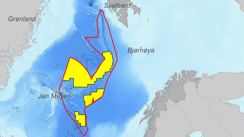 Kart over utlysningsareal for havbunnsmineraler