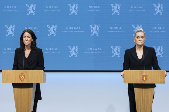 Two women on a podium