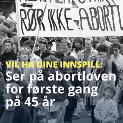 Arkivbilde fra demonstrasjon: flere mennesker står samlet. Banner som sier Rør ikke abortloven