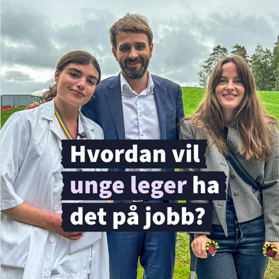 Foto av helse- og omsorgsministeren Jan Christian Vestre med lege Katja Kjeldstad, og foretakstillitsvalgt for Yngre legers forening, Ane Berg Lode