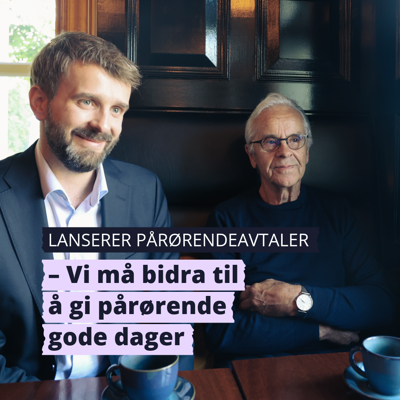 Pårørende Kåre Kristoffersen sammen med helse- og omsorgsminister Jan Christian Vestre