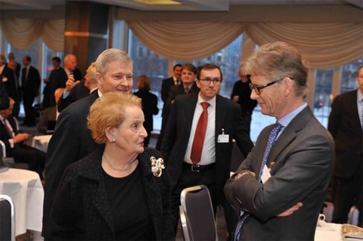 Madeleine K. Albright, Chair of the Group of experts and the NATO Permanent Representative of Norway, Kim Traavik. Photo: NATO