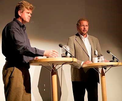 Frode Berge og Lars Sponheim på Småtinget 30. august 2006. Foto: Pressefoto