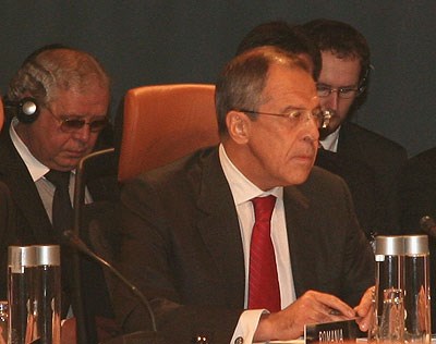 Utenriksminister Lavrov bekreftet et russisk moratorium i forhold til  CFE-avtalen. Foto: Pierre de Brisis, UD