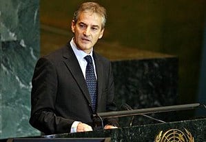 Foreign Minister Jonas Gahr Støre during Norway's statement to the General Assembly. Photo: UN