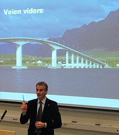 Utenriksminister Jonas Gahr Støres foredrag om bredden i Regjeringens nordområdesatsing ved høgskolene i Bodø, Harstad og Alta og ved Polarinstituttet i Tromsø, 14.-15. oktober 2008 - Foto: B.S.Jahnsen, UD